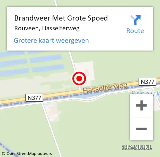 Locatie op kaart van de 112 melding: Brandweer Met Grote Spoed Naar Rouveen, Hasselterweg op 27 oktober 2022 07:53