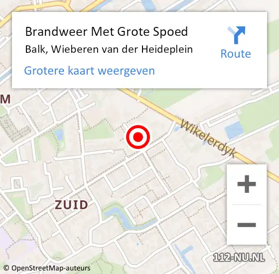 Locatie op kaart van de 112 melding: Brandweer Met Grote Spoed Naar Balk, Wieberen van der Heideplein op 27 oktober 2022 08:41