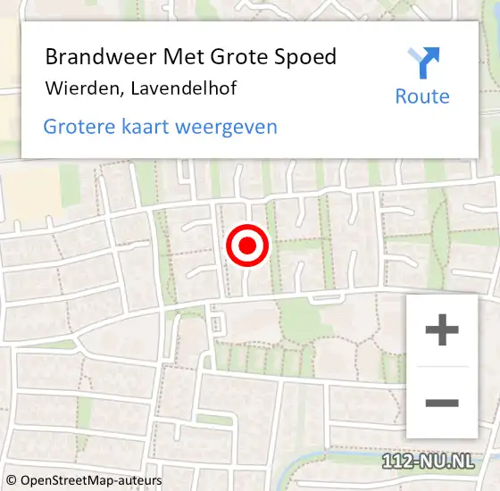 Locatie op kaart van de 112 melding: Brandweer Met Grote Spoed Naar Wierden, Lavendelhof op 27 oktober 2022 08:53