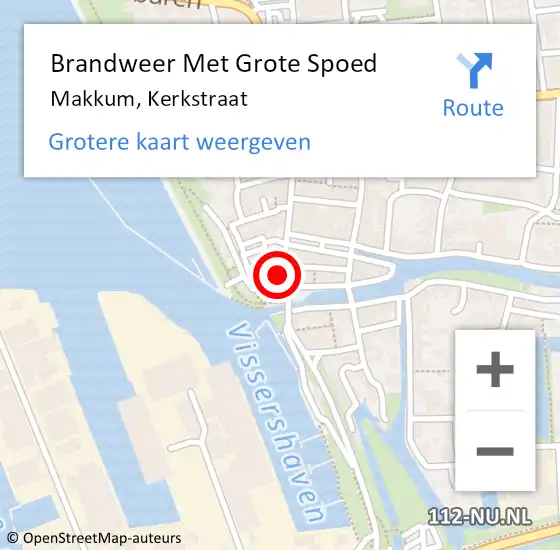 Locatie op kaart van de 112 melding: Brandweer Met Grote Spoed Naar Makkum, Kerkstraat op 27 oktober 2022 09:35