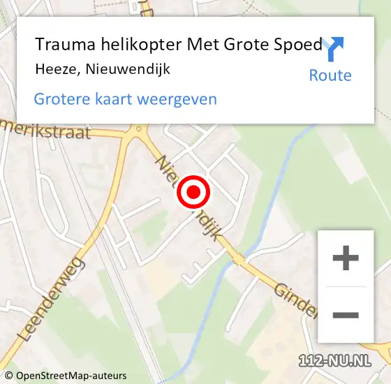 Locatie op kaart van de 112 melding: Trauma helikopter Met Grote Spoed Naar Heeze, Nieuwendijk op 27 oktober 2022 09:35