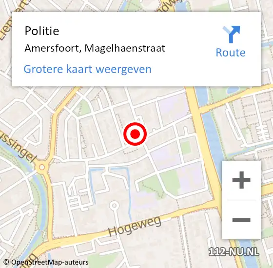 Locatie op kaart van de 112 melding: Politie Amersfoort, Magelhaenstraat op 27 oktober 2022 09:44