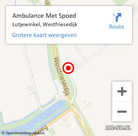 Locatie op kaart van de 112 melding: Ambulance Met Spoed Naar Lutjewinkel, Westfriesedijk op 27 oktober 2022 10:18
