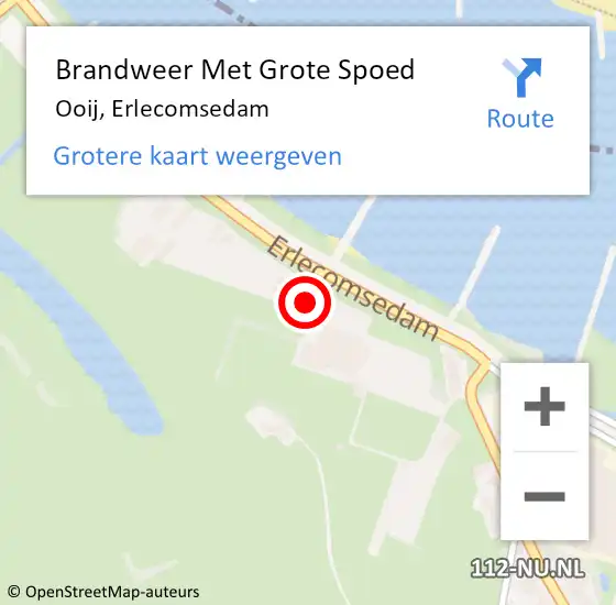 Locatie op kaart van de 112 melding: Brandweer Met Grote Spoed Naar Ooij, Erlecomsedam op 2 augustus 2014 22:51