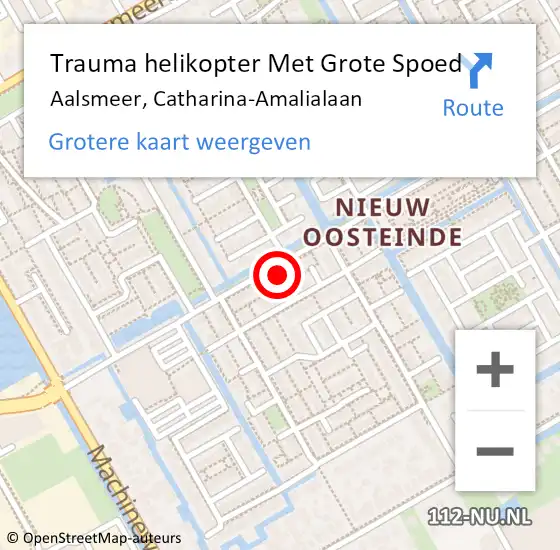 Locatie op kaart van de 112 melding: Trauma helikopter Met Grote Spoed Naar Aalsmeer, Catharina-Amalialaan op 27 oktober 2022 10:51