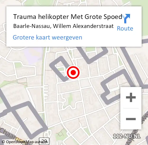 Locatie op kaart van de 112 melding: Trauma helikopter Met Grote Spoed Naar Baarle-Nassau, Willem Alexanderstraat op 27 oktober 2022 11:19
