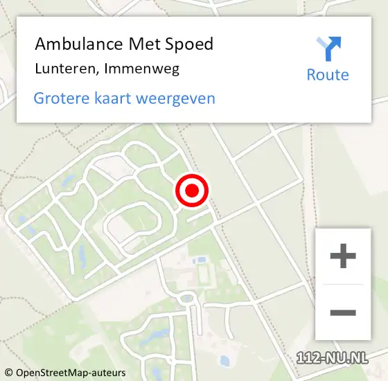 Locatie op kaart van de 112 melding: Ambulance Met Spoed Naar Lunteren, Immenweg op 27 oktober 2022 11:25