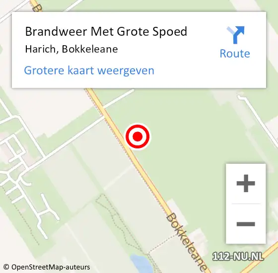 Locatie op kaart van de 112 melding: Brandweer Met Grote Spoed Naar Harich, Bokkeleane op 27 oktober 2022 11:42