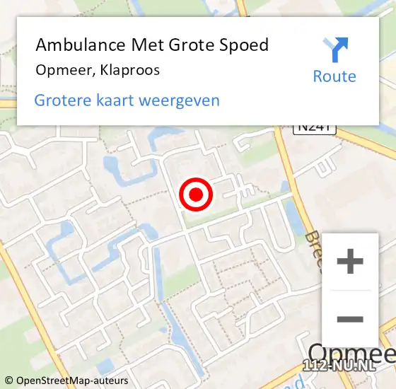 Locatie op kaart van de 112 melding: Ambulance Met Grote Spoed Naar Opmeer, Klaproos op 27 oktober 2022 12:00