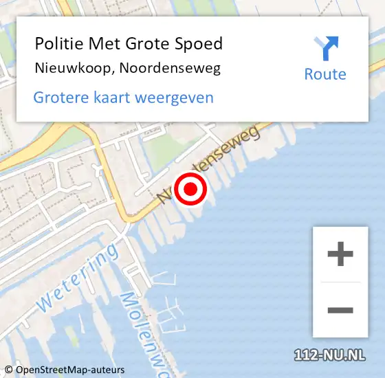 Locatie op kaart van de 112 melding: Politie Met Grote Spoed Naar Nieuwkoop, Noordenseweg op 27 oktober 2022 12:05