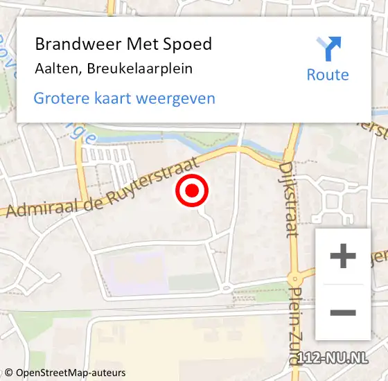 Locatie op kaart van de 112 melding: Brandweer Met Spoed Naar Aalten, Breukelaarplein op 27 oktober 2022 12:05