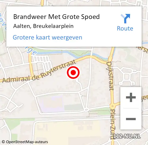 Locatie op kaart van de 112 melding: Brandweer Met Grote Spoed Naar Aalten, Breukelaarplein op 27 oktober 2022 12:06