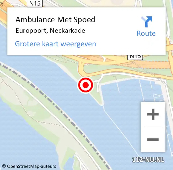 Locatie op kaart van de 112 melding: Ambulance Met Spoed Naar Europoort, Neckarkade op 27 oktober 2022 12:15