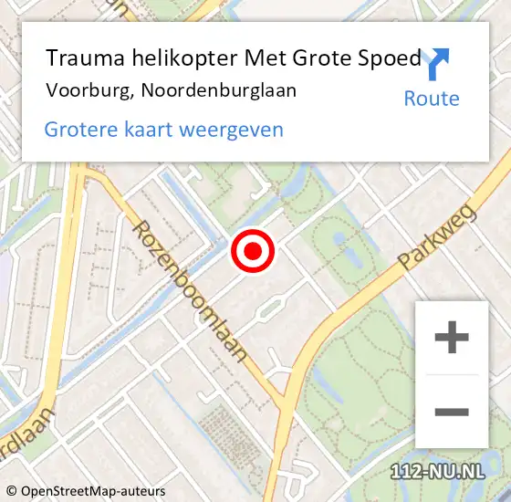 Locatie op kaart van de 112 melding: Trauma helikopter Met Grote Spoed Naar Voorburg, Noordenburglaan op 27 oktober 2022 12:25