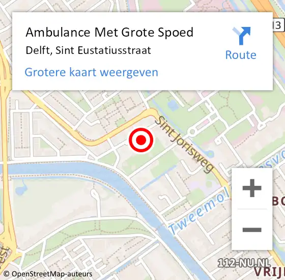 Locatie op kaart van de 112 melding: Ambulance Met Grote Spoed Naar Delft, Sint Eustatiusstraat op 27 oktober 2022 12:34