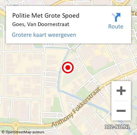 Locatie op kaart van de 112 melding: Politie Met Grote Spoed Naar Goes, Van Doornestraat op 27 oktober 2022 12:52