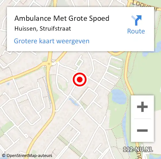 Locatie op kaart van de 112 melding: Ambulance Met Grote Spoed Naar Huissen, Struifstraat op 27 oktober 2022 12:56