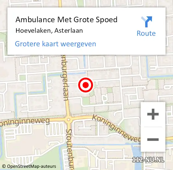 Locatie op kaart van de 112 melding: Ambulance Met Grote Spoed Naar Hoevelaken, Asterlaan op 27 oktober 2022 12:57