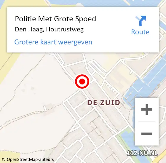 Locatie op kaart van de 112 melding: Politie Met Grote Spoed Naar Den Haag, Houtrustweg op 27 oktober 2022 13:01