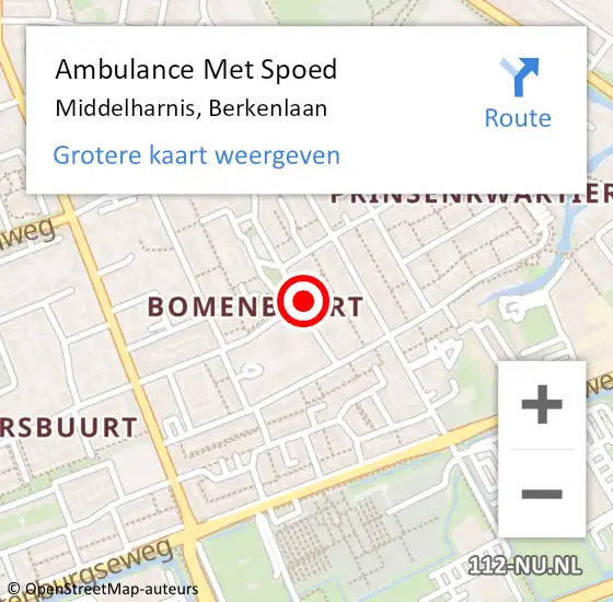 Locatie op kaart van de 112 melding: Ambulance Met Spoed Naar Middelharnis, Berkenlaan op 27 oktober 2022 13:05