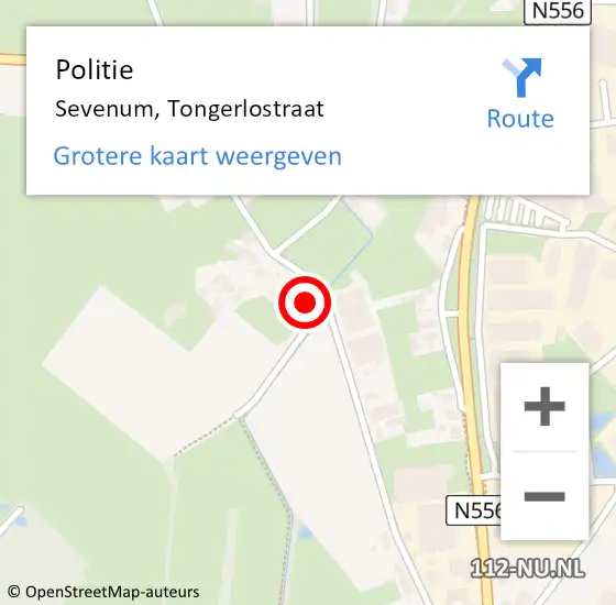 Locatie op kaart van de 112 melding: Politie Sevenum, Tongerlostraat op 27 oktober 2022 13:10