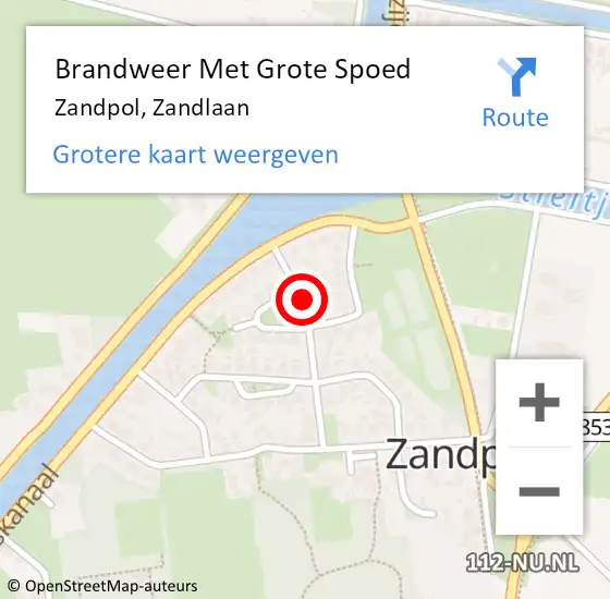 Locatie op kaart van de 112 melding: Brandweer Met Grote Spoed Naar Zandpol, Zandlaan op 27 oktober 2022 13:25