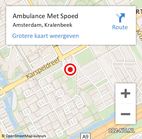 Locatie op kaart van de 112 melding: Ambulance Met Spoed Naar Amsterdam-Zuidoost, Kralenbeek op 27 oktober 2022 13:28