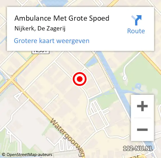 Locatie op kaart van de 112 melding: Ambulance Met Grote Spoed Naar Nijkerk, De Zagerij op 27 oktober 2022 13:38