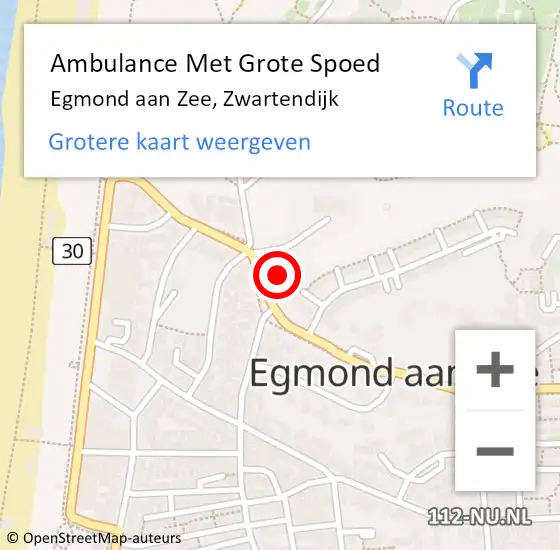 Locatie op kaart van de 112 melding: Ambulance Met Grote Spoed Naar Egmond aan Zee, Zwartendijk op 27 oktober 2022 13:45