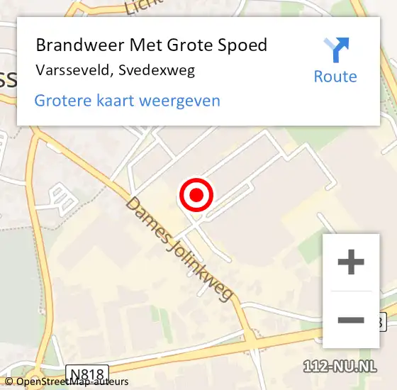 Locatie op kaart van de 112 melding: Brandweer Met Grote Spoed Naar Varsseveld, Svedexweg op 27 oktober 2022 13:50