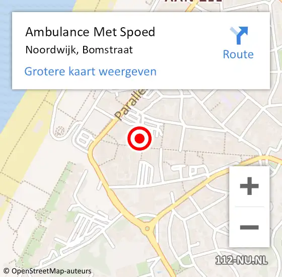 Locatie op kaart van de 112 melding: Ambulance Met Spoed Naar Noordwijk, Bomstraat op 27 oktober 2022 14:16