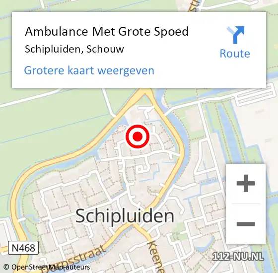 Locatie op kaart van de 112 melding: Ambulance Met Grote Spoed Naar Schipluiden, Schouw op 2 augustus 2014 23:25