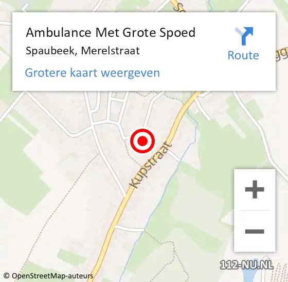 Locatie op kaart van de 112 melding: Ambulance Met Grote Spoed Naar Spaubeek, Merelstraat op 2 augustus 2014 23:27