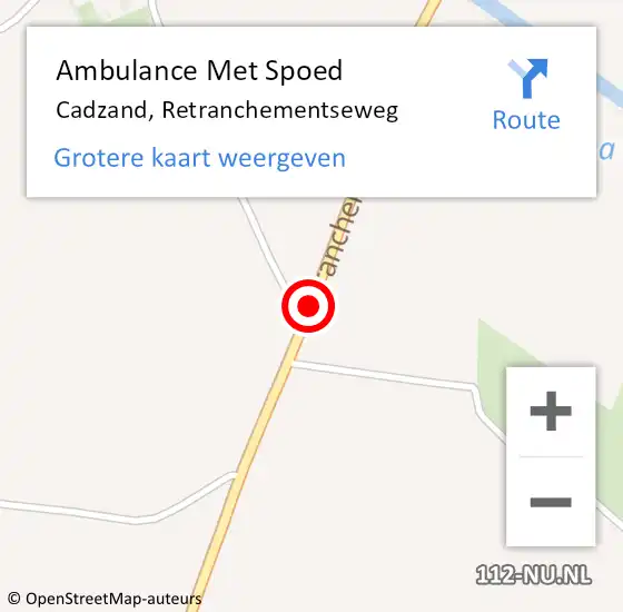 Locatie op kaart van de 112 melding: Ambulance Met Spoed Naar Cadzand, Retranchementseweg op 2 augustus 2014 23:29