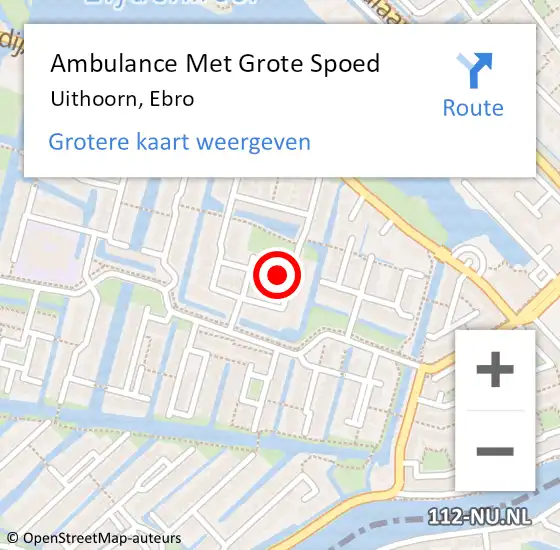 Locatie op kaart van de 112 melding: Ambulance Met Grote Spoed Naar Uithoorn, Ebro op 27 oktober 2022 14:57
