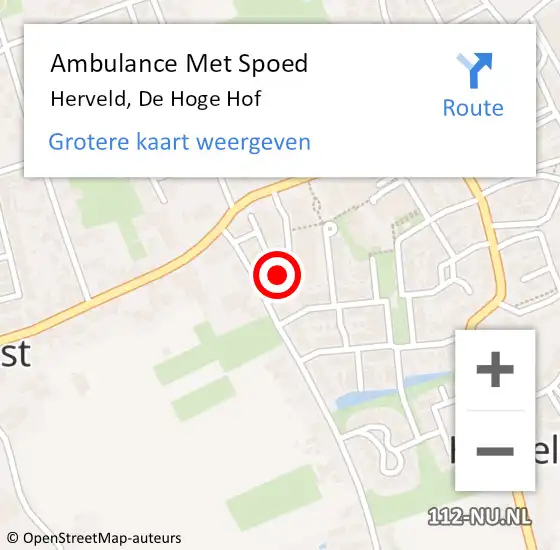 Locatie op kaart van de 112 melding: Ambulance Met Spoed Naar Herveld, De Hoge Hof op 27 oktober 2022 15:16