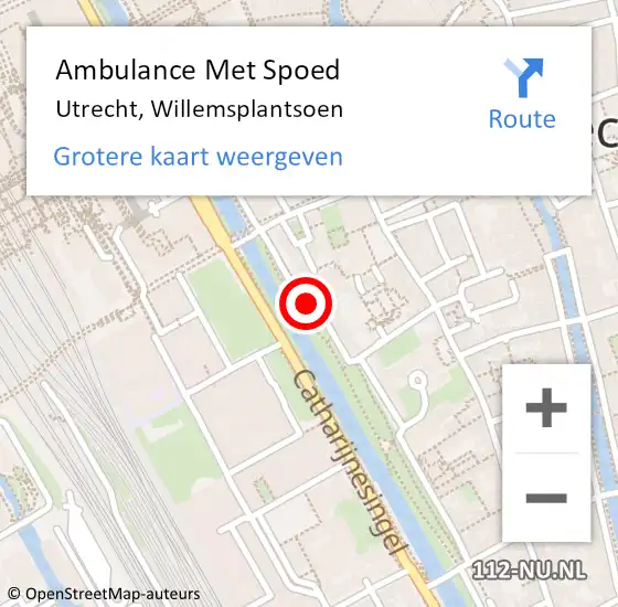 Locatie op kaart van de 112 melding: Ambulance Met Spoed Naar Utrecht, Willemsplantsoen op 2 augustus 2014 23:36