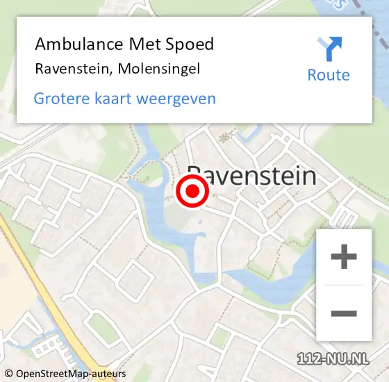 Locatie op kaart van de 112 melding: Ambulance Met Spoed Naar Ravenstein, Molensingel op 2 augustus 2014 23:37