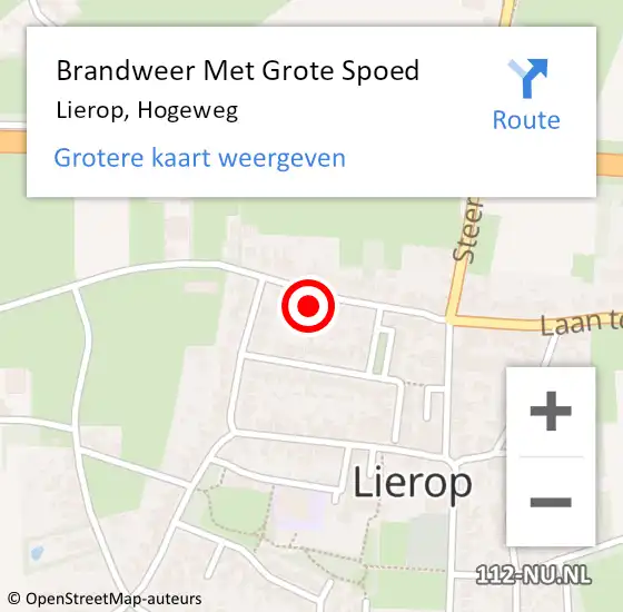 Locatie op kaart van de 112 melding: Brandweer Met Grote Spoed Naar Lierop, Hogeweg op 27 oktober 2022 15:28