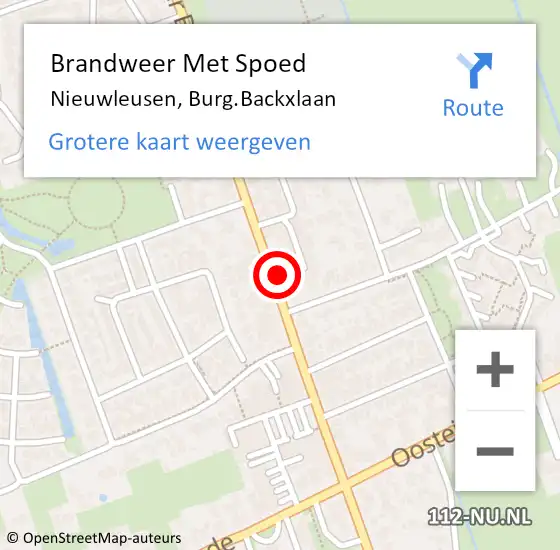 Locatie op kaart van de 112 melding: Brandweer Met Spoed Naar Nieuwleusen, Burg.Backxlaan op 27 oktober 2022 15:28