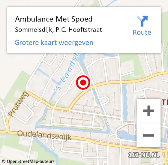 Locatie op kaart van de 112 melding: Ambulance Met Spoed Naar Sommelsdijk, P.C. Hooftstraat op 27 oktober 2022 15:34