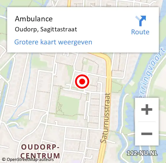 Locatie op kaart van de 112 melding: Ambulance Oudorp, Sagittastraat op 2 augustus 2014 23:37