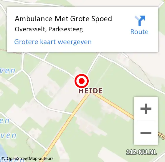 Locatie op kaart van de 112 melding: Ambulance Met Grote Spoed Naar Overasselt, Parksesteeg op 27 oktober 2022 16:03