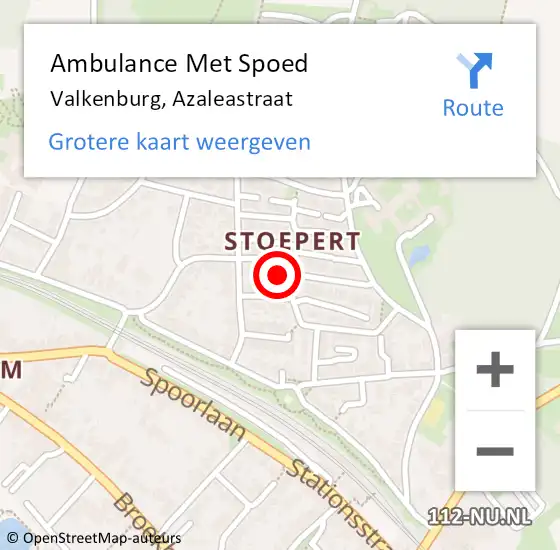 Locatie op kaart van de 112 melding: Ambulance Met Spoed Naar Valkenburg, Azaleastraat op 2 augustus 2014 23:41