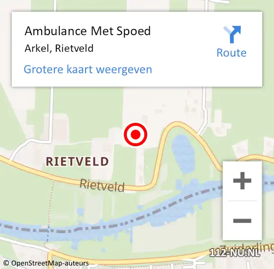 Locatie op kaart van de 112 melding: Ambulance Met Spoed Naar Arkel, Rietveld op 27 oktober 2022 16:07