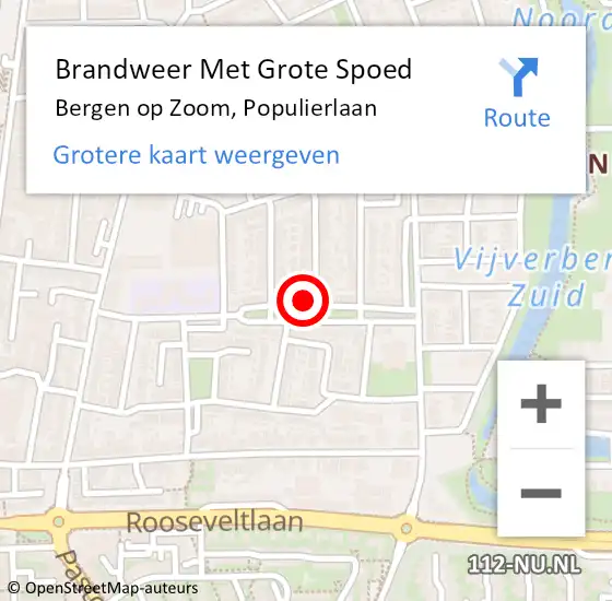 Locatie op kaart van de 112 melding: Brandweer Met Grote Spoed Naar Bergen op Zoom, Populierlaan op 27 oktober 2022 16:20