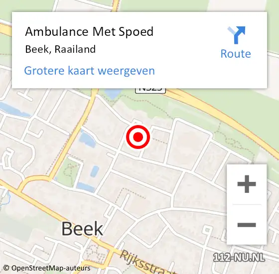 Locatie op kaart van de 112 melding: Ambulance Met Spoed Naar Beek, Raailand op 27 oktober 2022 16:41