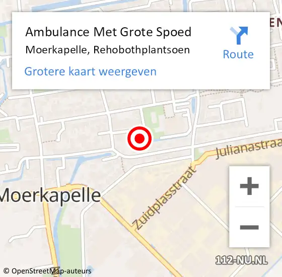 Locatie op kaart van de 112 melding: Ambulance Met Grote Spoed Naar Moerkapelle, Rehobothplantsoen op 27 oktober 2022 17:20