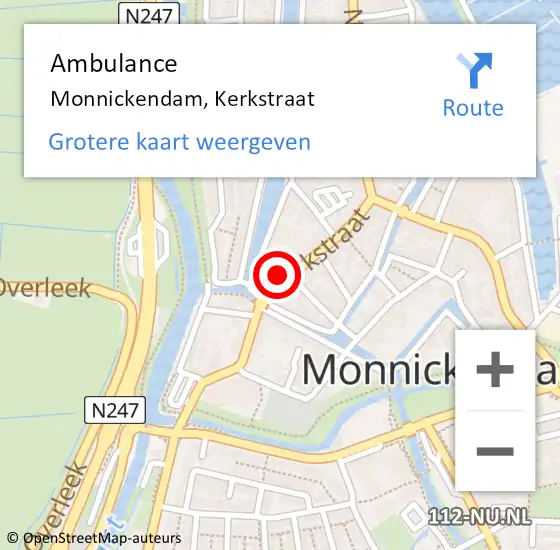 Locatie op kaart van de 112 melding: Ambulance Monnickendam, Kerkstraat op 27 oktober 2022 17:32