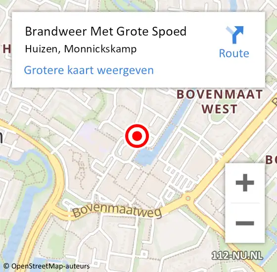 Locatie op kaart van de 112 melding: Brandweer Met Grote Spoed Naar Huizen, Monnickskamp op 27 oktober 2022 17:53